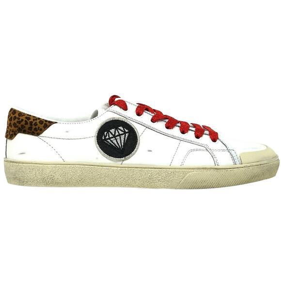 Saint Laurent Mens SL 37 Surf Court Diamond White Flat Low Top Sneaker 44 11 - Picture 3 of 14